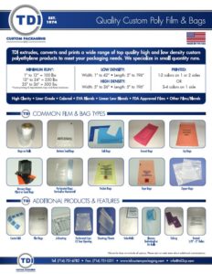 TDI Line Card for custom plastic film and bags