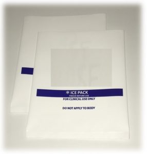 image of an example of a heavy-duty plastic bag: 2 gel ice packs