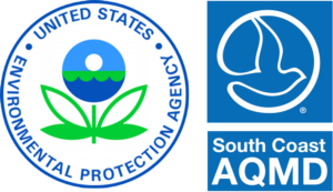 Logos of EPA and AQMD agencies