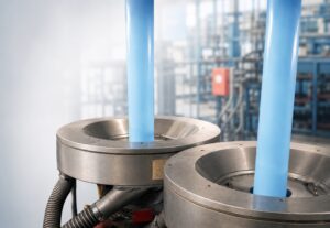 image of polyethylene extrusion at TDI Custom Packaging manufacturing facility