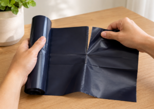 image of a hand tearing off a bag along perforated poly film, as manufactured by TDI Custom Packaging image of a hand tearing off a bag along perforated poly film, as manufactured by TDI Custom Packaging
